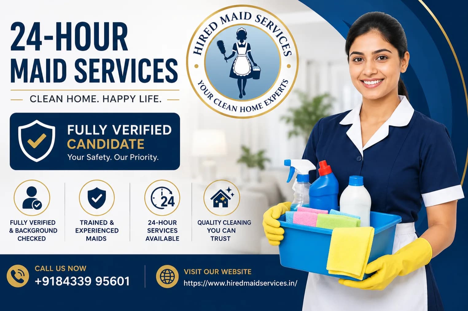 Hired Maid Services - Full Time Maid Service, 24 Hours Nanny Agency, Domestic Help Services Mumbai, Japa Maids